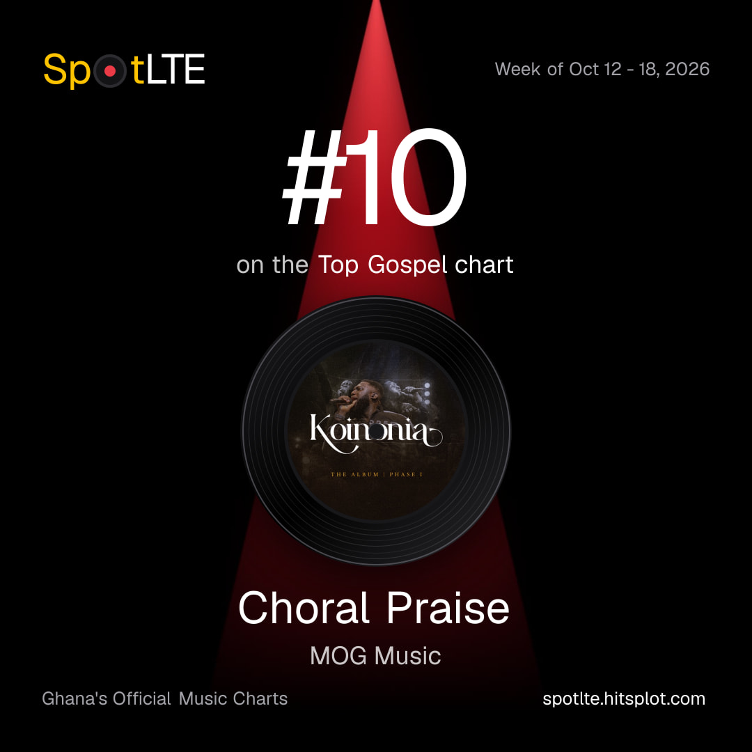“Choral Praise” by MOG Music is #10 on SpotLTE's Top Gospel this week (shareable graphic)